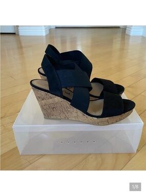 American Eagle Outfitters Black Cork Design Wedges